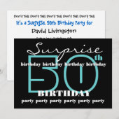 50e SUPRISE Birthday Party Invitation Sjabloon Kaart (Voorkant / Achterkant)