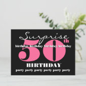 50e SUPRISE Birthday Party Invitation Sjabloon Kaart (Staand voorkant)