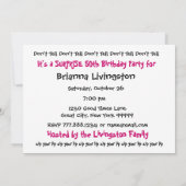 50e SUPRISE Birthday Party Invitation Sjabloon Kaart (Achterkant)