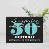 50e SUPRISE Birthday Party Invitation Sjabloon Kaart (Staand voorkant)