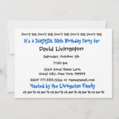 50e SUPRISE Birthday Party Invitation Sjabloon Kaart (Achterkant)