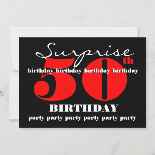 50e SUPRISE Birthday Party Invitation Sjabloon V2 Kaart (Voorkant)