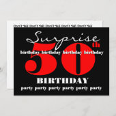 50e SUPRISE Birthday Party Invitation Sjabloon V2 Kaart (Voorkant / Achterkant)