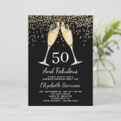 50e Surprise Birthday Champagne Toast Confetti Kaart (Staand voorkant)