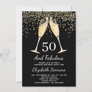 50e Surprise Birthday Champagne Toast Confetti Kaart