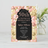 50e Surprise Birthday Roos Gold Foil ballonplein Kaart (Staand voorkant)