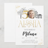 50e Tropische Dag Gold Invitation met foto Kaart (Voorkant / Achterkant)