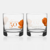 50e trouwdag aanpassen perzik roos cadeau whisky glas (Voorkant)