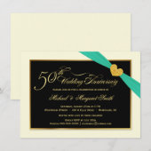 50e trouwdag aqua lint uitnodigingen (Voorkant / Achterkant)