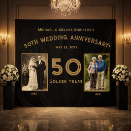 50e trouwdag banner - Gouden Jaren Foto Wandkleed