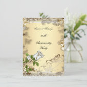 50e trouwdag bruiloft creme roze goud kaart (Staand voorkant)