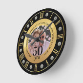 50e trouwdag foto cadeau gouden jubileum ronde klok (Hoek)
