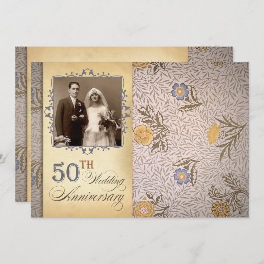 50e trouwdag foto  nodigt uit kaart (Voorkant / Achterkant)