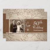 50e trouwdag foto vintage uitnodigingen (Voorkant / Achterkant)