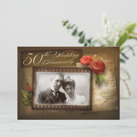50e trouwdag  fotouitnodigingen kaart (Staand voorkant)