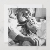 50e trouwdag gebladerte zwart goud foto save the date (Achterkant)