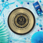 50e trouwdag Gold laurel met diner Papieren Bordje (Feest)