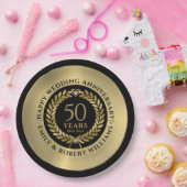 50e trouwdag Gold laurel met diner Papieren Bordje (Feest)