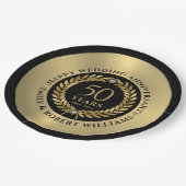 50e trouwdag Gold laurel met diner Papieren Bordje (Gekanteld)