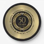 50e trouwdag Gold laurel met diner Papieren Bordje (Voorkant)