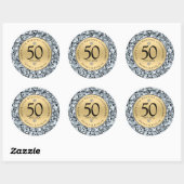 50e trouwdag goud & diamanten ronde sticker (Vel)