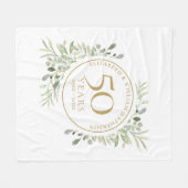 50e trouwdag goud groen waterverf fleece deken (Voorkant (Horizontaal))