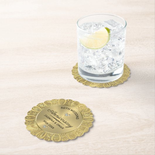 50e trouwdag goud mandala kartonnen onderzetters (Insitu)