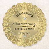 50e trouwdag goud mandala kartonnen onderzetters (Voorkant)