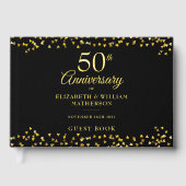 50e trouwdag gouden harten confetti gastenboek (Voorkant)