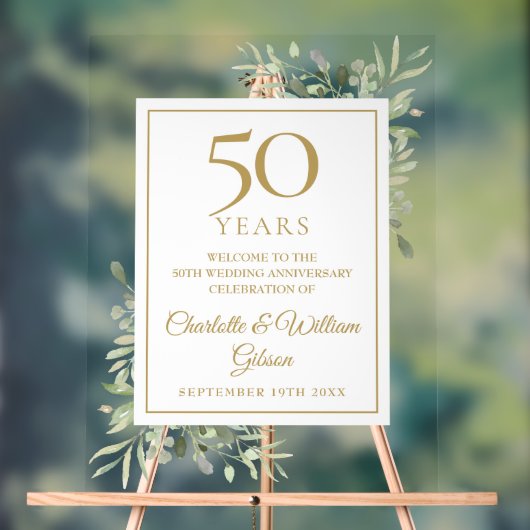 50e trouwdag groene welkom acryl bord (Neutraal)