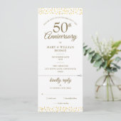 50e trouwdag Hart Confetti RSVP Kaart (Staand voorkant)