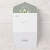 50e trouwdag jubileumkleur sage groene bloemen all in one uitnodiging (Buitenkant)