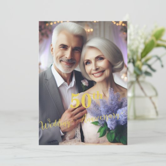 50e trouwdag Lila Wijngaard | Foto Kaart (Staand voorkant)