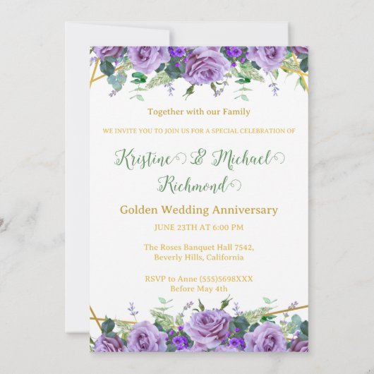 50e trouwdag Lila Wijngaard | Foto Kaart (Achterkant)