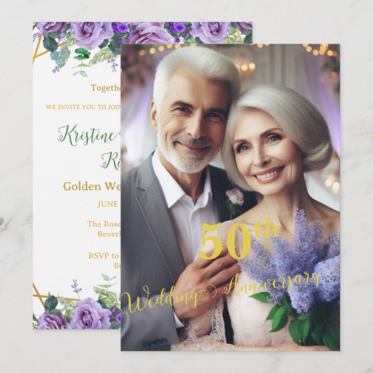 50e trouwdag Lila Wijngaard | Foto Kaart (Voorkant / Achterkant)