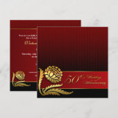 50e trouwdag rode gouden uitnodigingen (Voorkant / Achterkant)