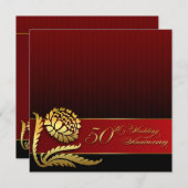 50e trouwdag rood gouden uitnodigingen (Voorkant / Achterkant)