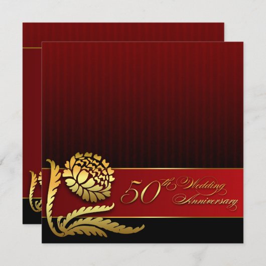 50e trouwdag rood gouden uitnodigingen (Voorkant / Achterkant)
