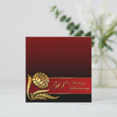 50e trouwdag rood gouden uitnodigingen (Staand voorkant)