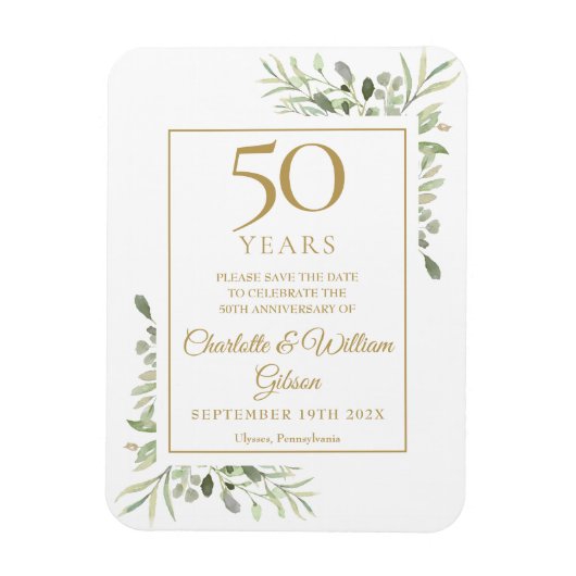 50e trouwdag Save the Date groen Magneet (Verticaal)