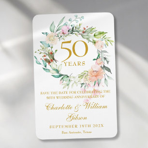 50e trouwdag Save the Date Roos Bloemstuk Magneet