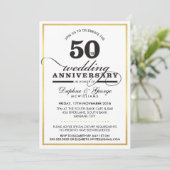 50E TROUWDAG VERJAARDAG chique stijlvolle gouden z Kaart (Staand voorkant)