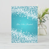 50e trouwdag Vonkende golf blauw Kaart (Staand voorkant)