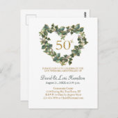 50e trouwdag waterverf klimop hart krans briefkaart (Voorkant / Achterkant)