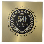 50e trouwdag wit glitter en goud tegeltje (Voorkant)