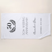 50e trouwdag witte zwarte krans strandlaken (Voorkant)