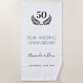 50e trouwdag witte zwarte krans strandlaken (Voorkant)