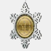 50e trouwdag zwart & goud swirly lijst tin sneeuwvlok ornament (Rechts)