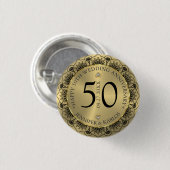 50e trouwdag zwarte kant & goud ronde button 3,2 cm (Voorkant /achterkant)