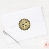 50e trouwdag zwarte kant & goud ronde sticker (Envelop)